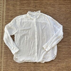 MARANT ÉTOILE The Gamble Frilled Shirt Long Sleeve Button Down in Sheer White